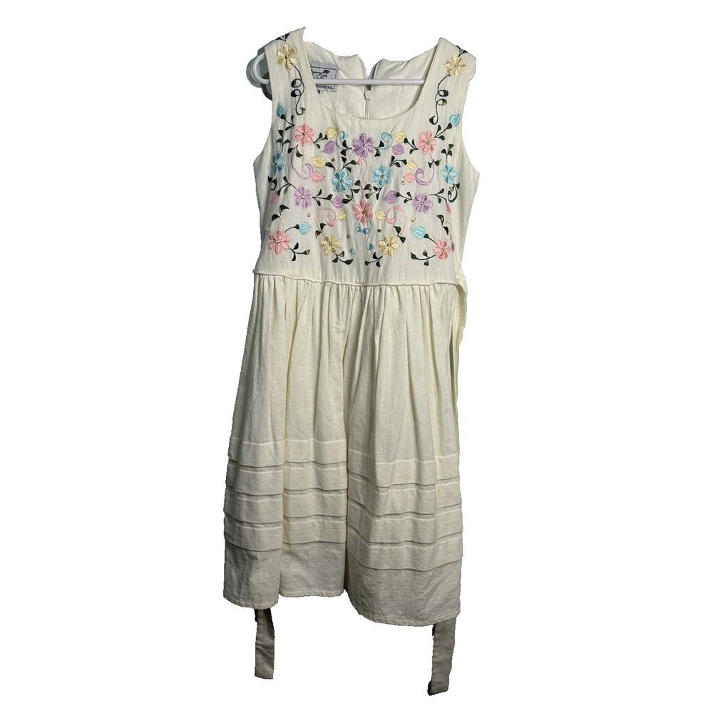 creaciones lizeth girls floral embroidered tank top dress size 8 sleeveless